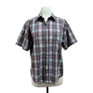 Woolrich Plaid Short Sleeve Button Shirt Size Medium